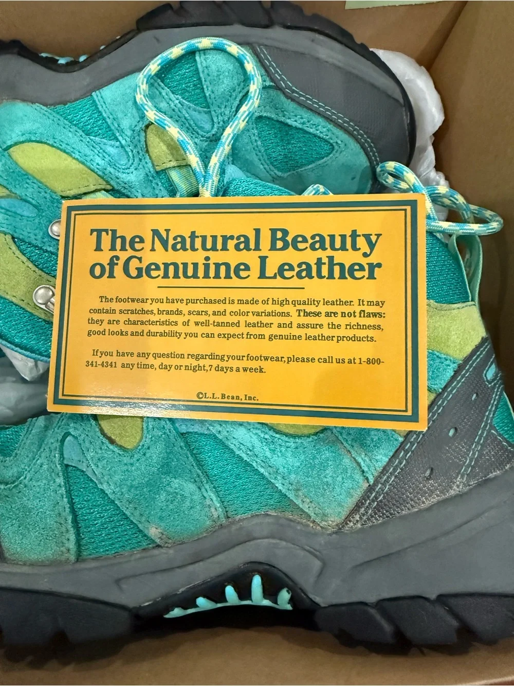 L.L. Bean Teal and Lime Kids Trail Boots